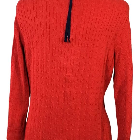 The Limited 3/4 Sleeve Back Zip Red Cable Knit Stretch Pullover Sweater XL - Picture 5 of 10